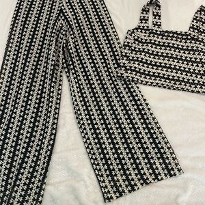 Stylish Black and White Wide Leg Jumpsuit